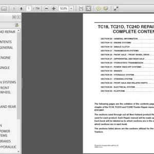 New Holland Tractor TC18 TC21D TC24D Service Repair Manual (87012847) - New Holland Tractor - PDF Download
