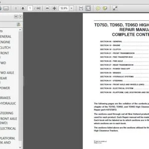 New Holland Tractor TD75D TD95D TD95D High Clearance Service Manual - PDF DOWNLOAD
