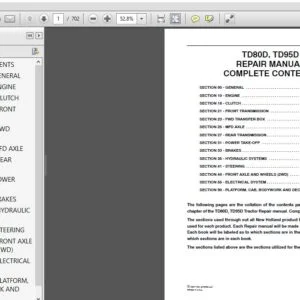 New Holland Tractor TD80D, TD95D Repair Manual 87658943 - PDF DOWNLOAD
