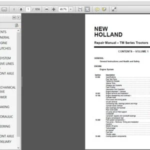 New Holland Tractor TM115 TM125 TM135 TM150 TM165 Repair Manual 6045506100 - PDF DOWNLOAD
