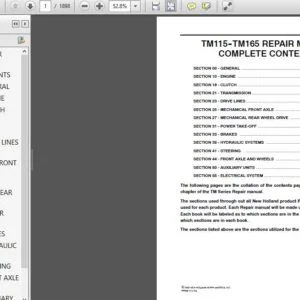New Holland Tractor TM115 TM125 TM135 TM150 TM165 Service Repair Manual (87015498) - New Holland - PDF Download