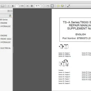 New Holland Tractor TS A Series T6000 Series supplement Repair Manual 87550373 - PDF DOWNLOAD