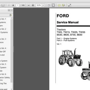 New Holland Tractors TW5, TW15, TW25, TW35 8530, 8630, 8730, 8830 Service Repair Manual (40000580) - PDF Download