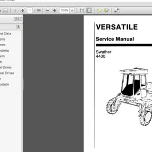 New Holland Versatile 4400 Swather Service Repair Manual (40440015) - PDF Download