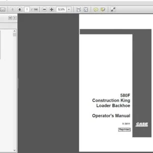 Case 580F Construction King Loader Backhoe Operator's Manual 9-3611 -  PDF DOWNLOAD