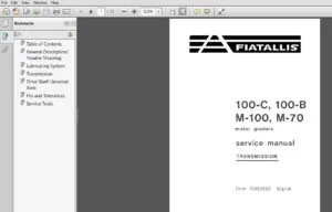 Fiat Allis 100-C 100-B M-100 M-70 MOTOR GRADERS TRANSMISSION SERVICE MANUAL 70693862 - PDF DOWNLOAD