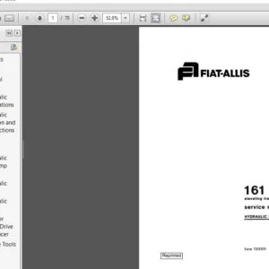 Fiat Allis 161 Elevating Tractor Scraper Hydraulic System Service Manual 73121211 - PDF DOWNLOAD