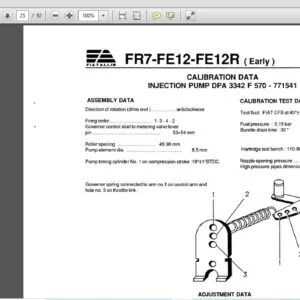 Fiat Allis Fuel Injection Pumps Calibration Data Manual 60407047 - PDF DOWNLOAD