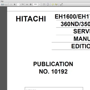 Hitachi EH1600 EH1700 360ND 350HD Dump Truck Service + Operator's + Parts+ Electrical & Hydraulic Schematic Manual - PDF Download