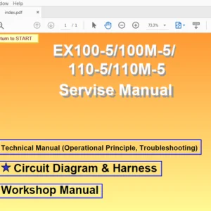 Hitachi EX100-5 100M-5 110-5 110M-5 Hydraulic Excavator Workshop + Troubleshooting + Operational Principle + Ciruit & Harness Manual - PDF Download
