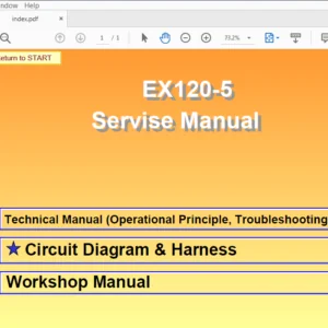 Hitachi EX120-5 Hydraulic Excavator Workshop + Troubleshooting + Operational Principle + Circuit & Harness Manual – PDF Download