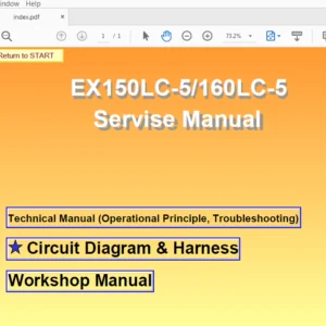 Hitachi EX150LC-5 160LC-5 Hydraulic Excavator Workshop + Troubleshooting + Operational Principle + Circuit & Harness Manual – PDF Download