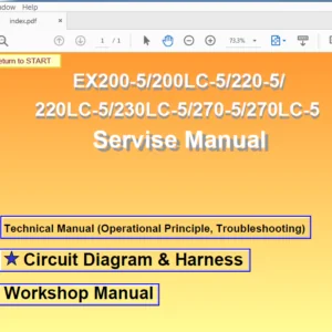 Hitachi EX200-5 200LC-5 220-5 220LC-5 230LC-5 270-5 270LC-5 Excavator Operational Principle+Troubleshooting+Workshop Manual - PDF DOWNLOAD
