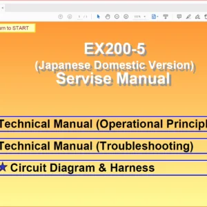 Hitachi EX200-5 (Japanese Domestic Version) Operational Principle+Troubleshooting+Circuit Diagram & Harness - PDF Download