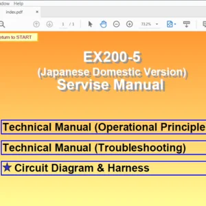 Hitachi EX200-5(Japanese Domestic Version) Hydraulic Excavator Troubleshooting + Operational Principle + Ciruit & Harness Manual - PDF Download