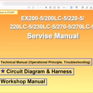 Hitachi EX200-5/200LC-5/220-5/220LC-5/230LC-5/270-5/270LC-5 Excavator Operational Principle+Troubleshooting+Workshop Manual - PDF Download