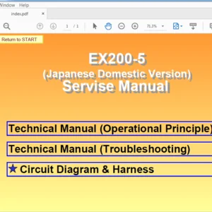 Hitachi EX200-5(Japanese Domestic Version) Hydraulic Excavator Troubleshooting + Operational Principle + Circuit & Harness Manual – PDF Download