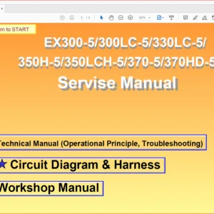 Hitachi EX300-5/300LC-5/330LC-5/350H-5/350LCH-5/370-5/370HD-5 Excavator Operational Principle+Troubleshooting+Workshop Manual - PDF Download