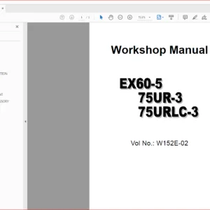 Hitachi EX60-5 75UR-3 75URLC-3 Excavator Operational Principle+Troubleshooting+Workshop Manual - PDF DOWNLOAD