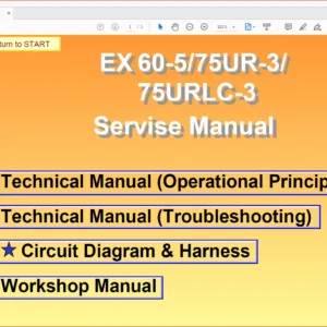 Hitachi EX60-5/75UR-3/75URLC-3 Excavator Operational Principle+Troubleshooting+Workshop Manual - PDF Download