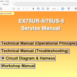 Hitachi EX75UR-5 75UPLC-5 Hydraulic Excavator Workshop + Troubleshooting + Operational Principle Manual - PDF Download
