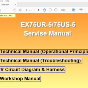Hitachi EX75UR-5 75US-5 Hydraulic Excavator Workshop + Troubleshooting + Operational Principle + Ciruit & Harness Manual - PDF Download