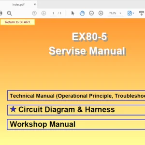 Hitachi EX80-5 Hydraulic Excavator Workshop + Troubleshooting + Operational Principle + Circuit & Harness Manual - PDF Download