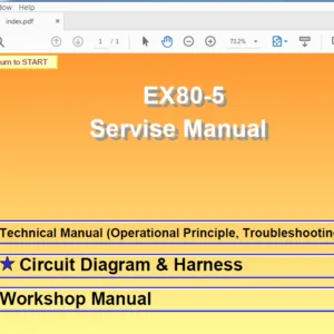 Hitachi EX80-5 Hydraulic Excavator Workshop + Troubleshooting + Operational Principle + Ciruit & Harness Manual - PDF Download