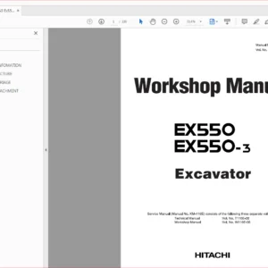 Hitachi Ex550 Ex550-3 Excavator Technical Workshop Manual - PDF DOWNLOAD