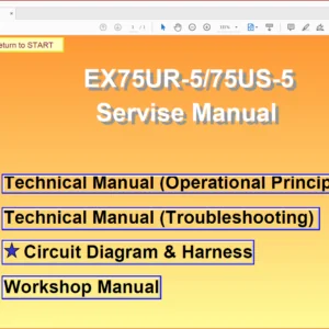 Hitachi Ex75UR-5 75US-5 Hydraulic Excavator Operational Principle+Troubleshooting+Workshop Manual - PDF Download