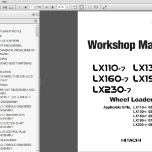 Hitachi LX110-7 LX130-7 LX160-7 LX190-7 LX230-7 Wheel Loader Workshop+Technical+Parts Catalog+Electrical & Hydraulic Circuit Manual - PDF Download