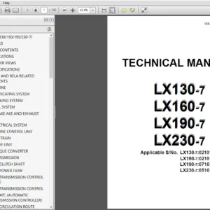 Hitachi LX130-7 LX160-7 LX190-7 LX230-7 Wheel Loader Technical+Operational Principle+Parts Catalog+Transmission Control & Circuit Manual - PDF Download