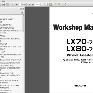Hitachi LX70-7 LX80-7 Wheel Loader Workshop+Technical+Operational Principle+Hydraulic & Electrial Circuit Manual - PDF Download