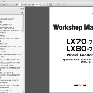 Hitachi LX70-7 LX80-7 Wheel Loader Workshop + Technical + Operational Principle Manual - PDF Download
