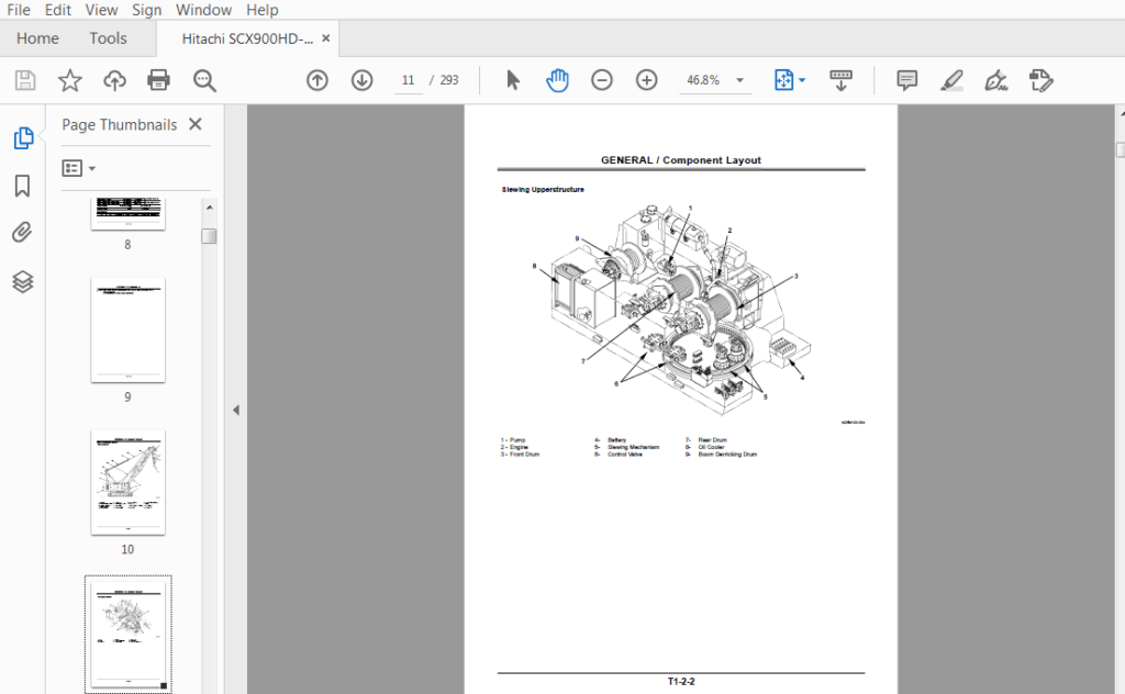 Hitachi SCX900HD-2 Crawler Crane Technical Operational Principle Manual ...