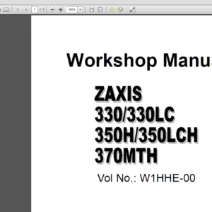 Hitachi ZAXIS 330 330LC 350H 350LCH  Excavator Operational Principle+Troubleshooting+Workshop Manual - PDF DOWNLOAD