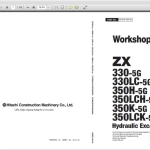 Hitachi ZAXIS 330-5G 330LC-5G 350H-5G 350LCH-5G 350K-5G 350LCK-5G Excavator Operational Principle+Troubleshooting+Workshop Manual - PDF DOWNLOAD