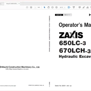 Hitachi ZAXIS 650LC-3 670LCH-3 Excavator Operational Principle+Troubleshooting+Parts+Workshop Manual - PDF DOWNLOAD