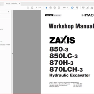 Hitachi ZAXIS 850-3 850LC-3 870H-3 870LCH-3 Hydraulic Excavator Workshop + Troubleshooting + Operational Priciple + Operator's + Electrical-Hydraulic Circuit Manual - Download