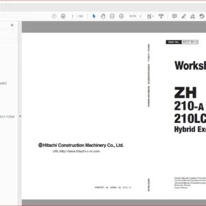 Hitachi ZH 210-A 210LC-A Hybrid Excavator Operational Principle+Troubleshooting+Workshop Manual - PDF DOWNLOAD