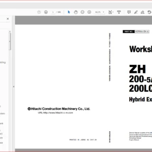 Hitachi ZH200-5A 200LC-5A Hybrid Excavator Operational Principle+Troubleshooting+Workshop Manual - PDF DOWNLOAD