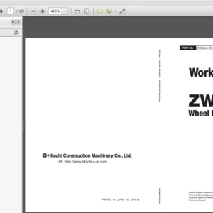 Hitachi ZW 120-6 Wheel Loader Workshop + Troubleshooting + Operational + Electrical-Hudraulic Circuit Manual - PDF Download
