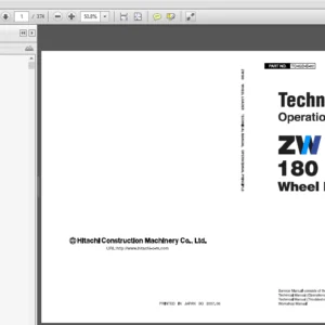 Hitachi ZW 180 Wheel Loader Workshop + Operational Principle + Troubleshooting + Electrical-Hydraulic Circuit Manual - PDF Download