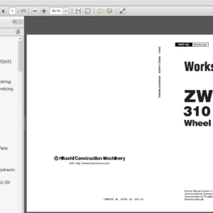 Hitachi ZW 220 250 310 Workshop + Operator's + General Info + Troubleshooting + Operational Principle + Electrical-Hydraulic Circuit Manual - PDF Download