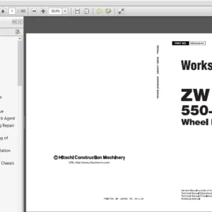 Hitachi ZW 550G Wheel Loader Workshop+Operational Principle+Troubleshooting Manual - PDF DOWNLOAD