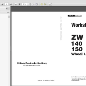 Hitachi ZW140 150 Wheel Loader Workshop Manual (W4FC-E-00) Hitachi ZW140 150 - PDF Download