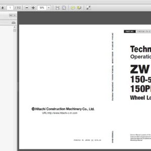 Hitachi ZW150-5B 150PL-5B Wheel Loader Workshop + Operational Principle + Troubleshooting Manual - PDF Download