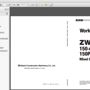 Hitachi ZW150-6 150PL-6 Wheel Loader Workshop + Operational Principle + Troubleshooting + Electrical-Hydraulic Circuit Manual - PDF Download