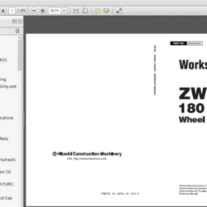 Hitachi ZW180 Wheel Loader Workshop + Operational Principle + Troubleshooting + Parts Catalog Manual - PDF Dowload