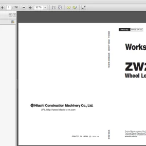 Hitachi ZW220-5B Wheel Loader Workshop + Operational Principle + Troubleshooting + Electrical-Hydraulic Circuit Manual -PDF Download
